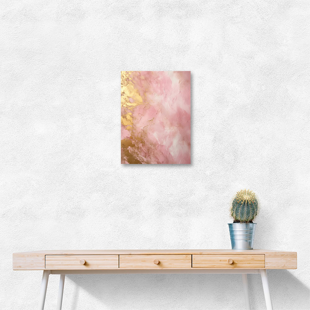 Pink & Gold Stroke Abstract 6 Wall Art