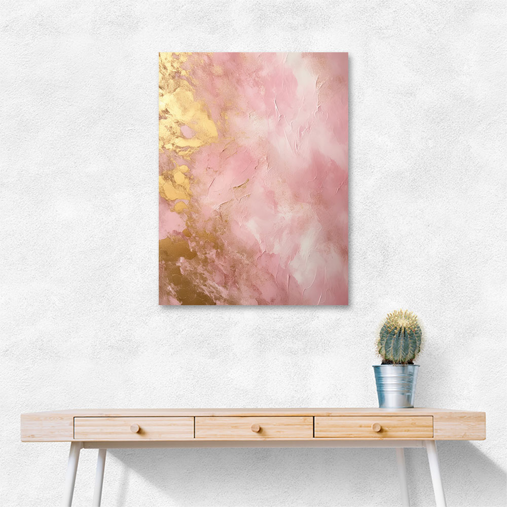 Pink & Gold Stroke Abstract 6 Wall Art