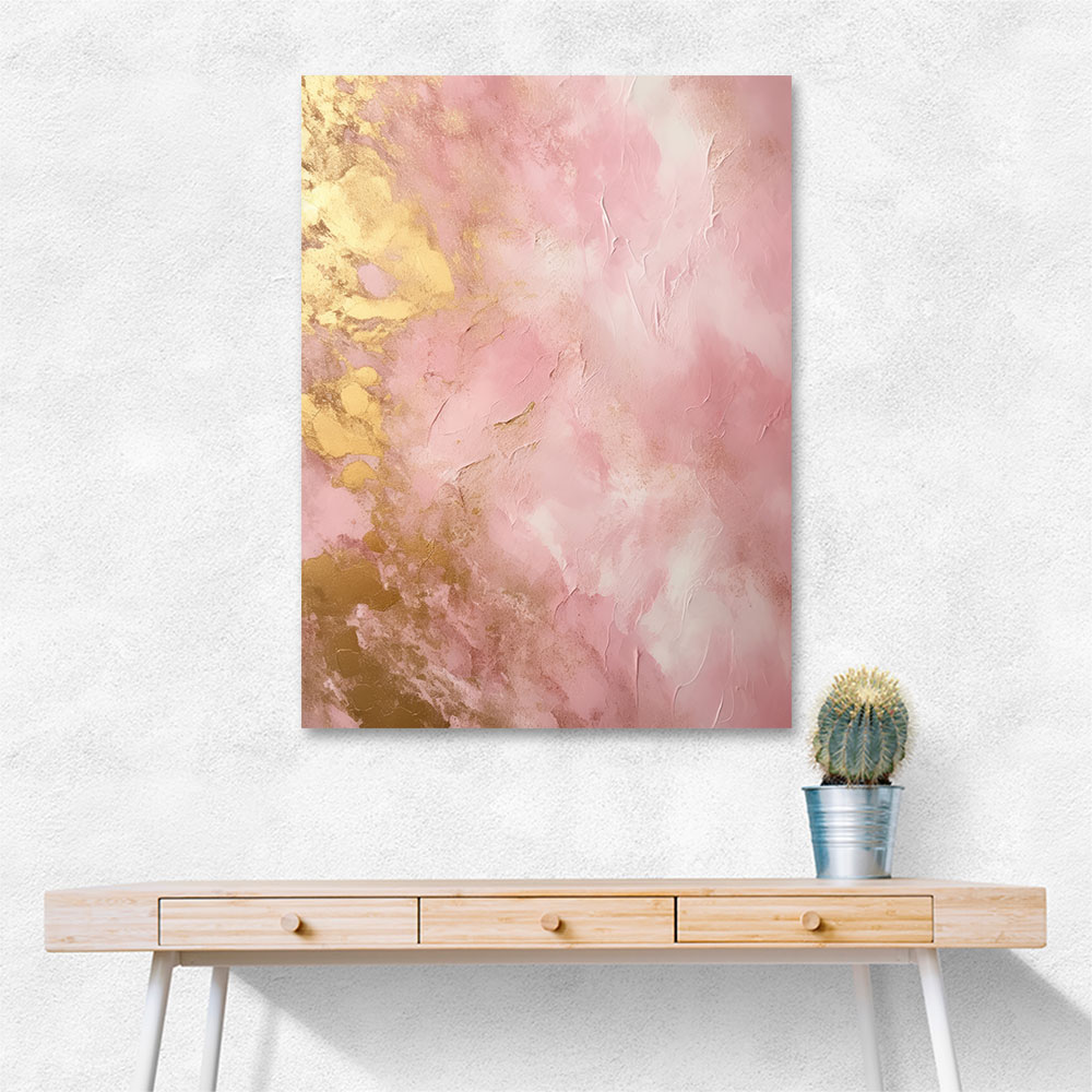 Pink & Gold Stroke Abstract 6 Wall Art