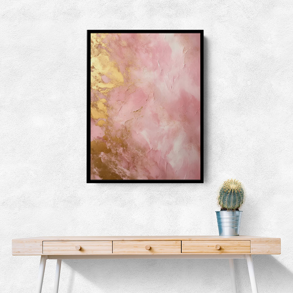 Pink & Gold Stroke Abstract 6 Wall Art