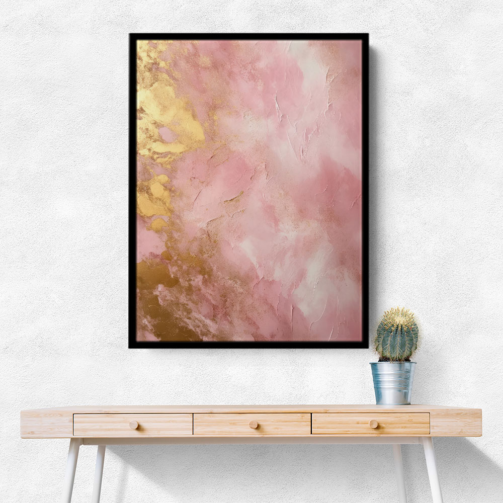 Pink & Gold Stroke Abstract 6 Wall Art