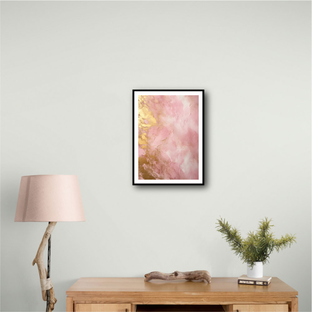 Pink & Gold Stroke Abstract 6 Wall Art