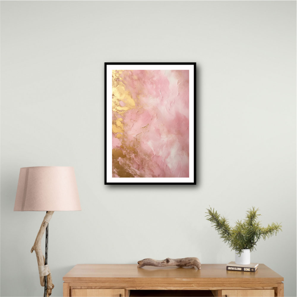 Pink & Gold Stroke Abstract 6 Wall Art