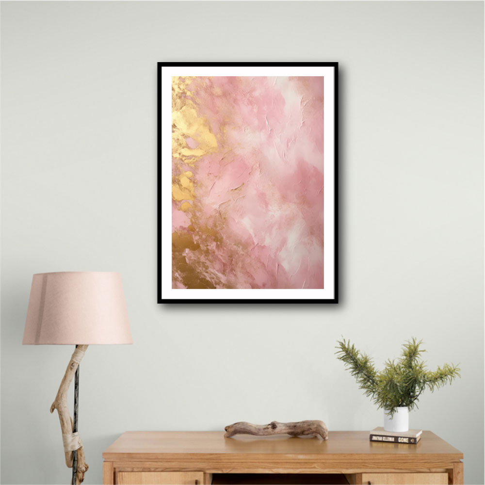 Pink & Gold Stroke Abstract 6 Wall Art