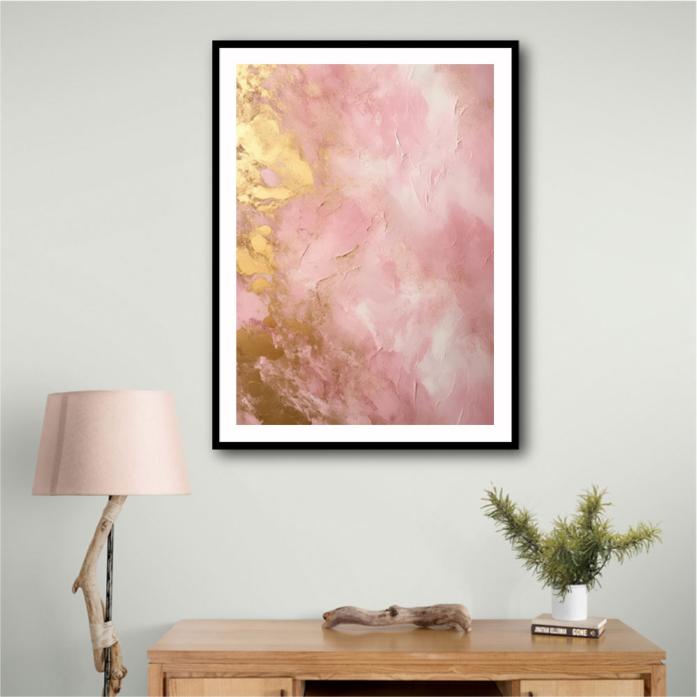 Pink & Gold Stroke Abstract 6 Wall Art