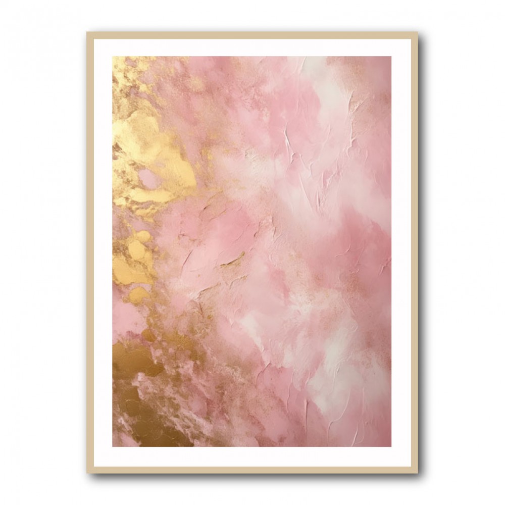 Pink & Gold Stroke Abstract 6 Wall Art