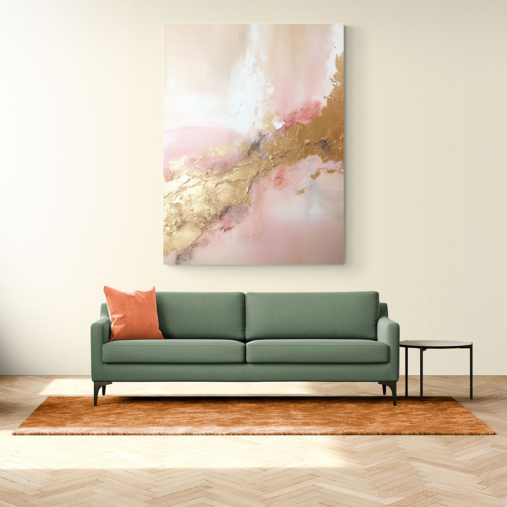 Pink & Gold Stroke Abstract 7 Wall Art