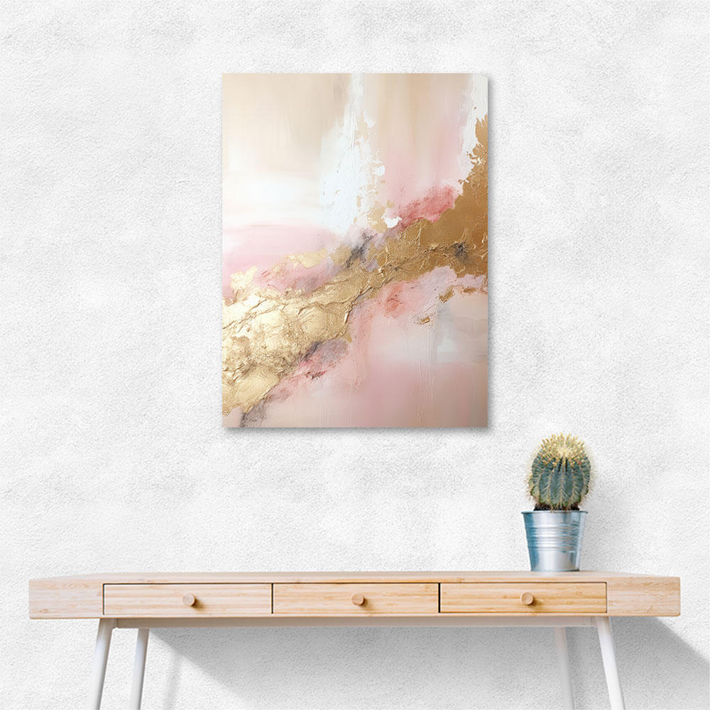 Pink & Gold Stroke Abstract 7 Wall Art