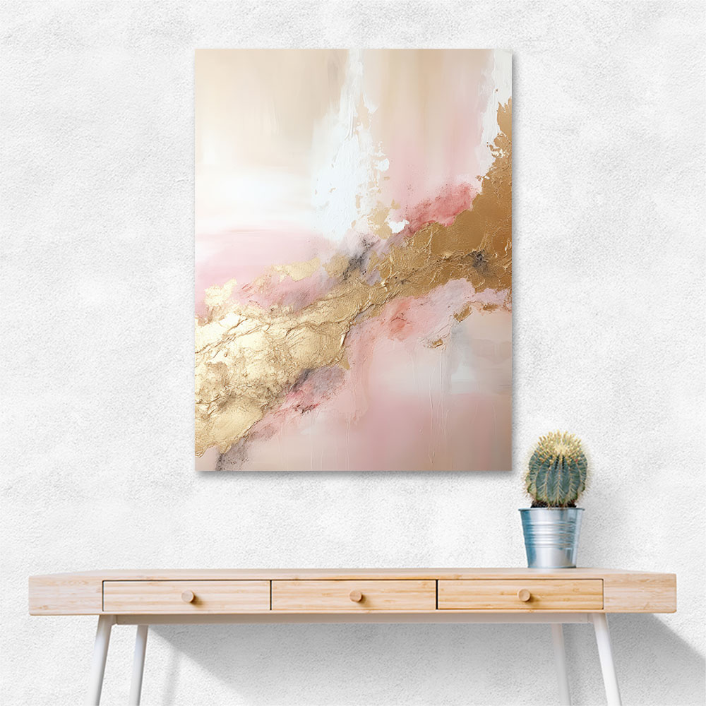 Pink & Gold Stroke Abstract 7 Wall Art