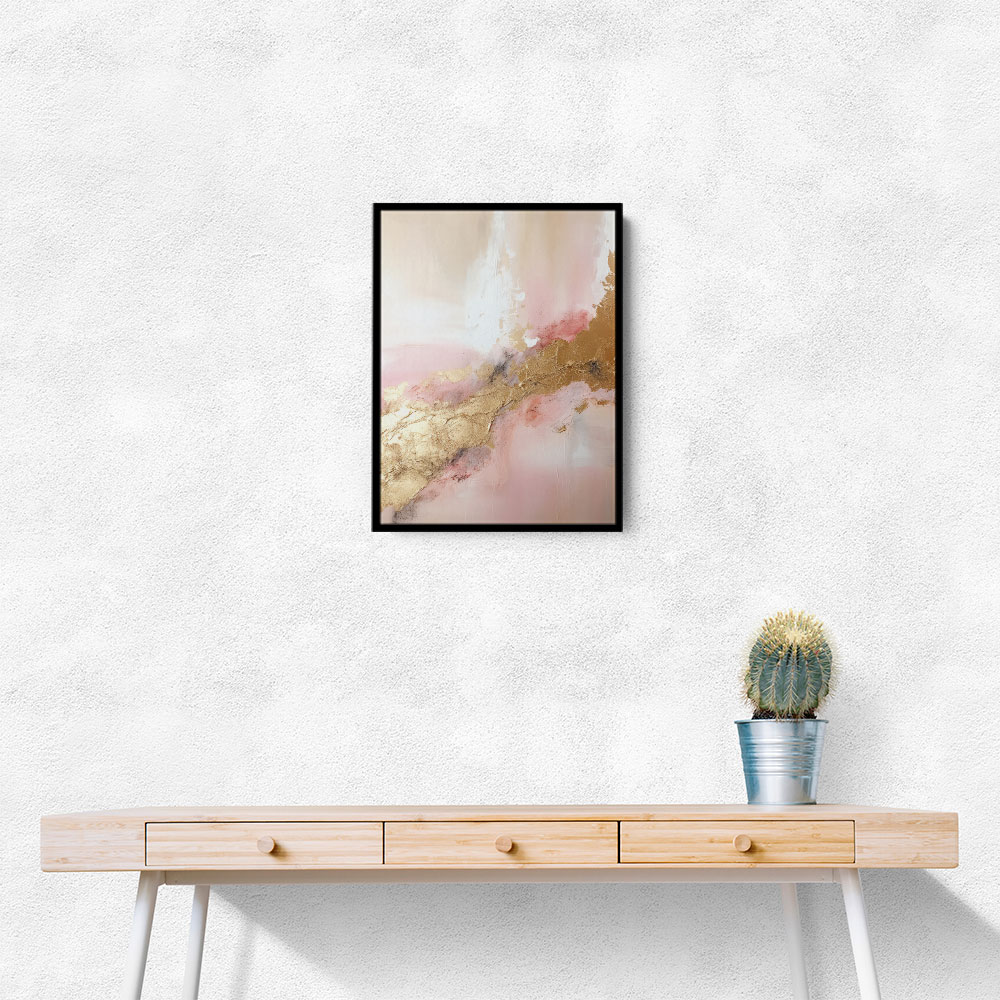 Pink & Gold Stroke Abstract 7 Wall Art