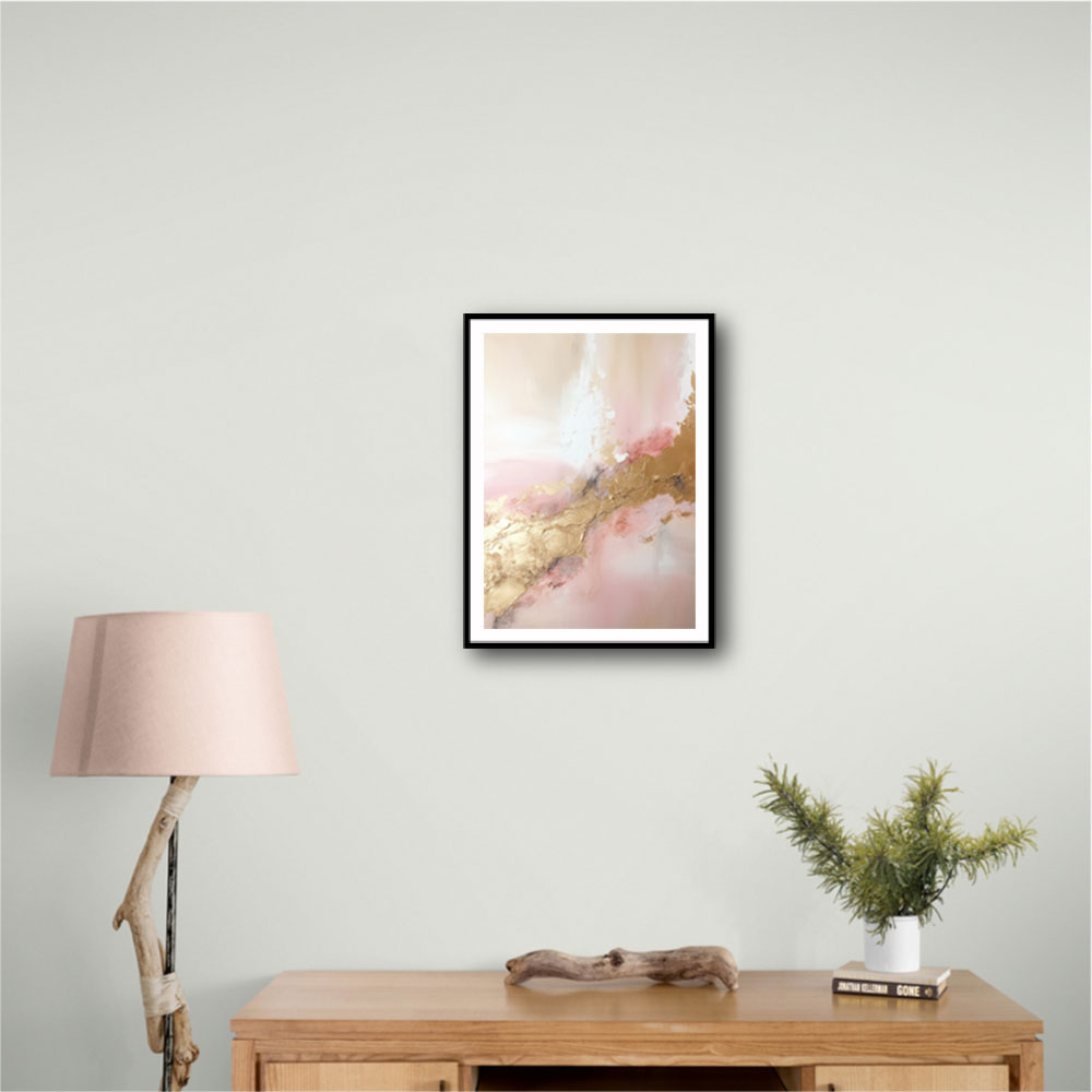 Pink & Gold Stroke Abstract 7 Wall Art