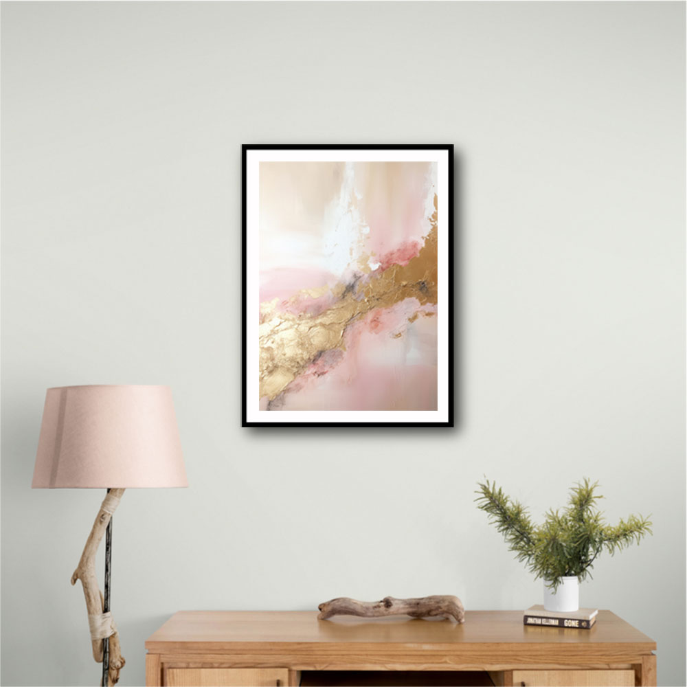 Pink & Gold Stroke Abstract 7 Wall Art