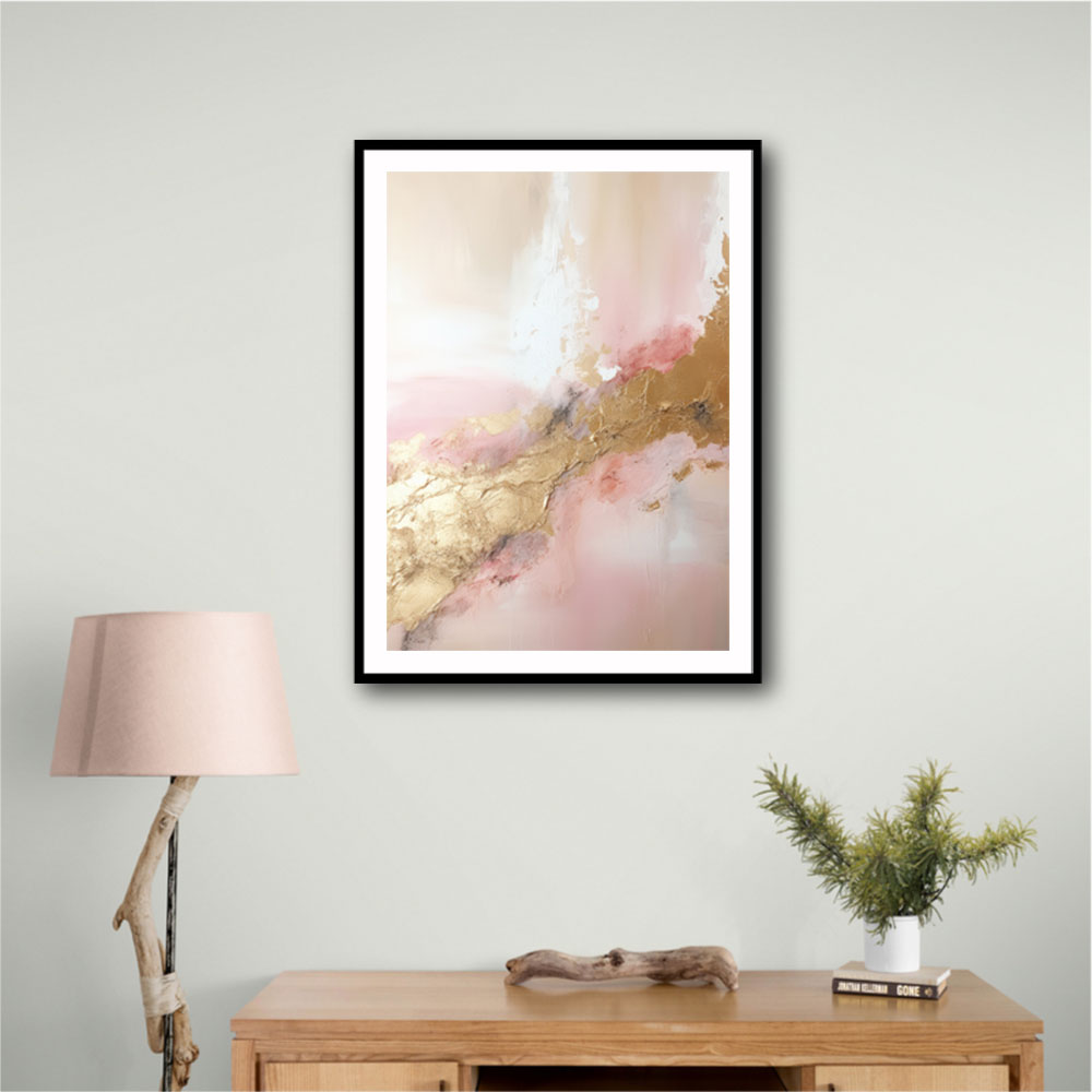 Pink & Gold Stroke Abstract 7 Wall Art