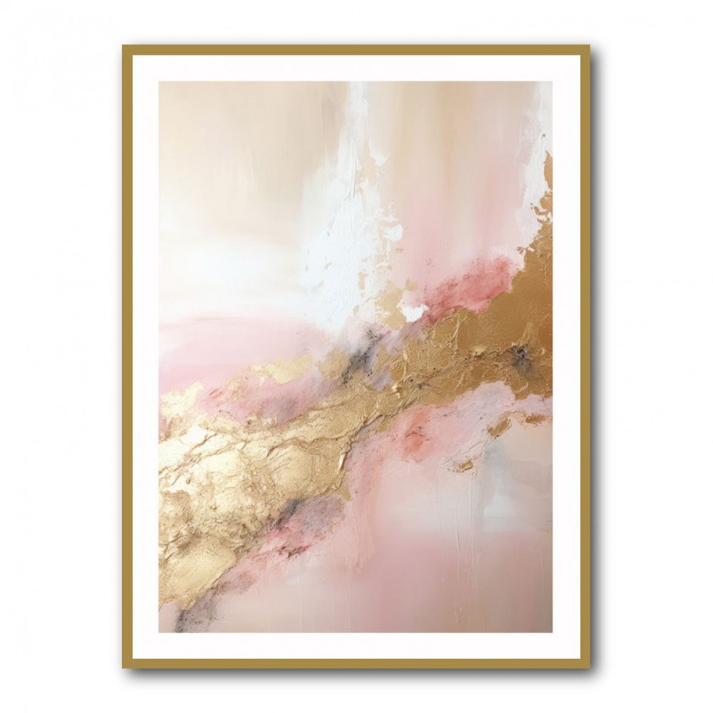 Pink & Gold Stroke Abstract 7 Wall Art