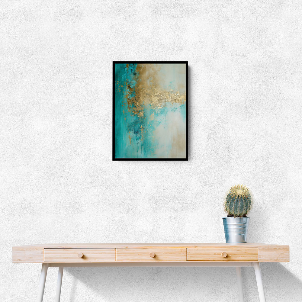 Turquoise & Gold 12 Abstract Wall Art