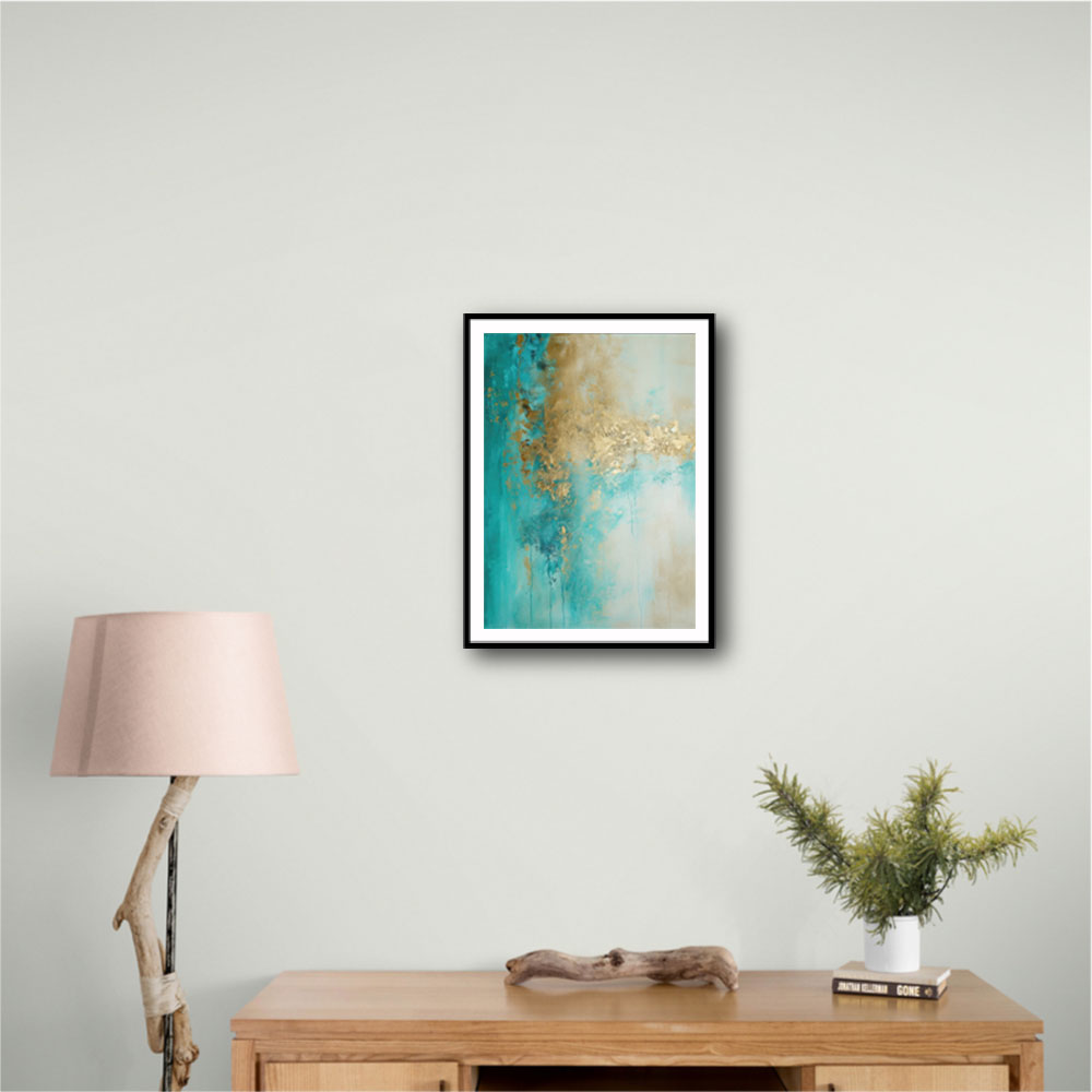 Turquoise & Gold 12 Abstract Wall Art