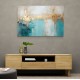 Gold Stroke on Turquoise Abstract 23 Wall Art