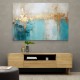 Gold Stroke on Turquoise Abstract 23 Wall Art