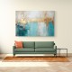 Gold Stroke on Turquoise Abstract 23 Wall Art