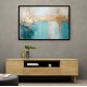 Gold Stroke on Turquoise Abstract 23 Wall Art