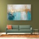 Gold Stroke on Turquoise Abstract 23 Wall Art