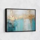 Gold Stroke on Turquoise Abstract 23 Wall Art