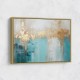 Gold Stroke on Turquoise Abstract 23 Wall Art