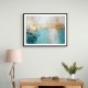 Gold Stroke on Turquoise Abstract 23 Wall Art