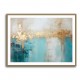 Gold Stroke on Turquoise Abstract 23 Wall Art