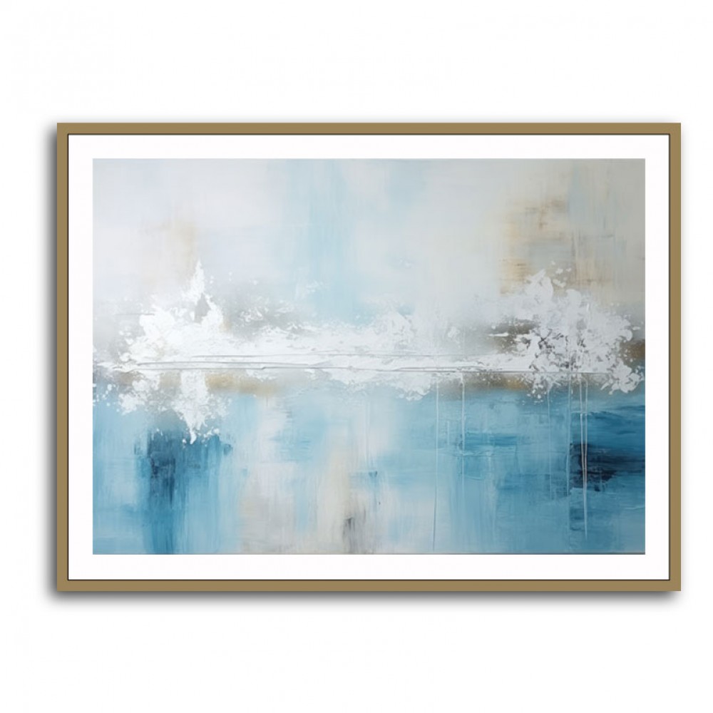 Silver Stroke on Blue Abstract 3 Wall Art