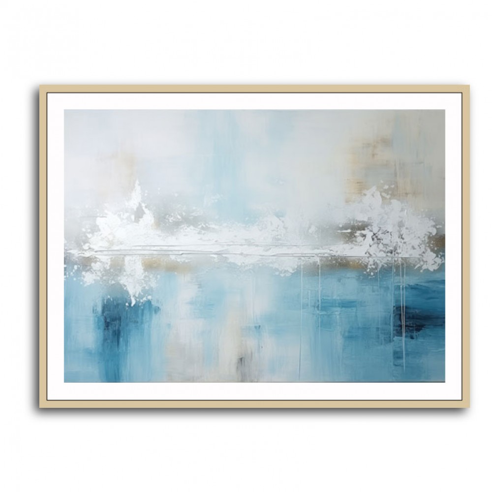 Silver Stroke on Blue Abstract 3 Wall Art