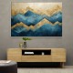 Mountains in Blue & Gold Abstract 1 Wall Art