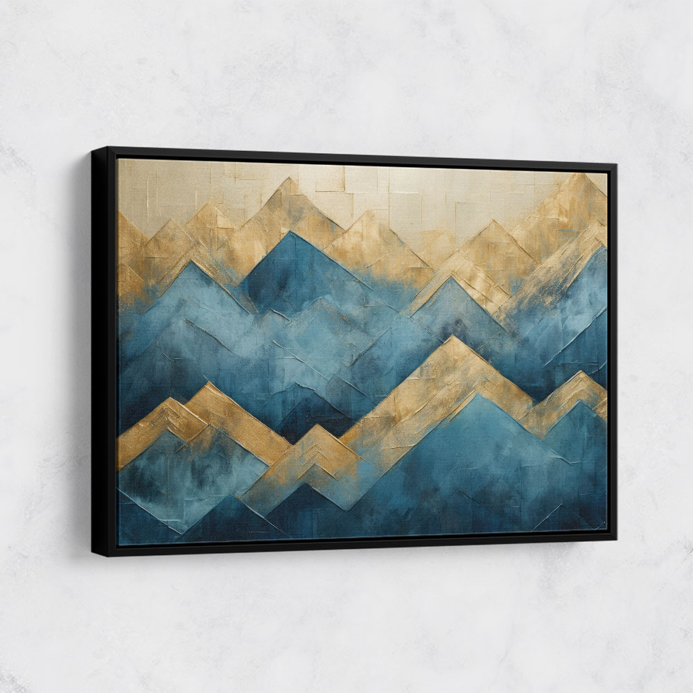 Mountains in Blue & Gold Abstract 1 Wall Art