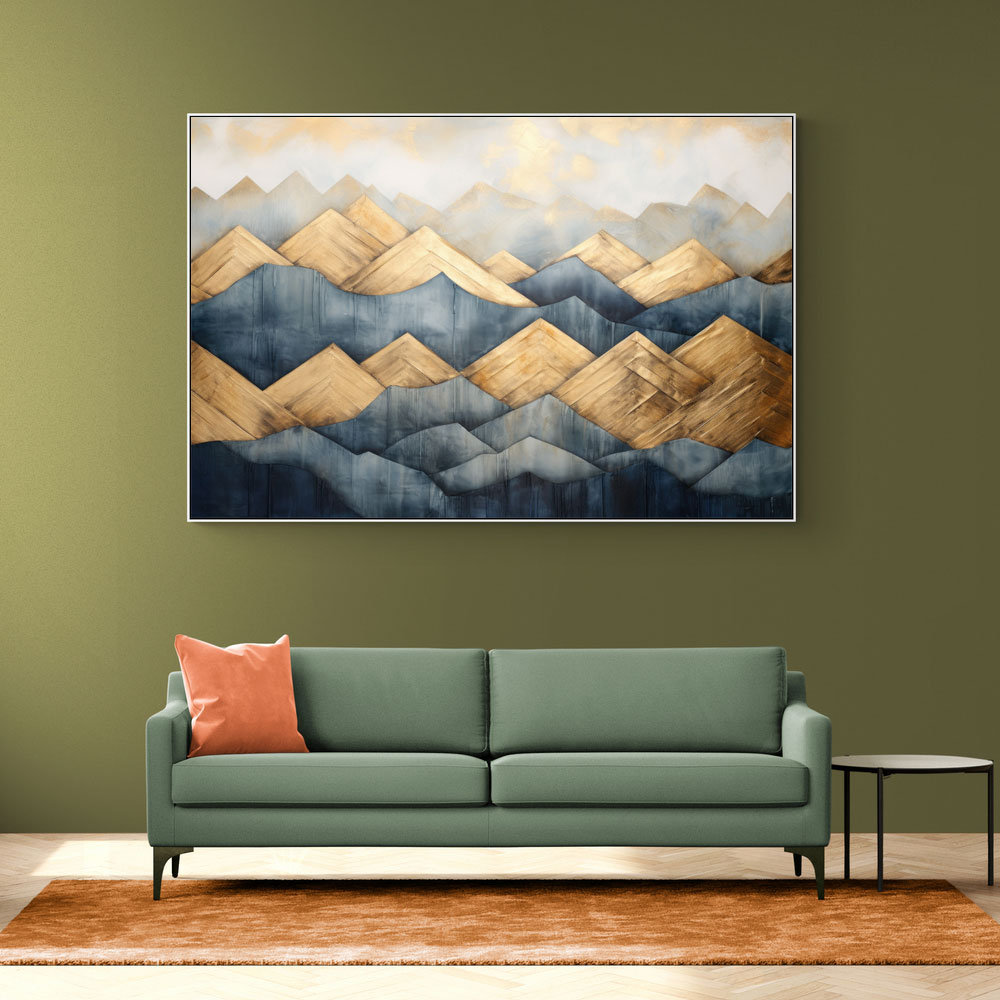 Gold & Blue Peaks Abstract Wall Art