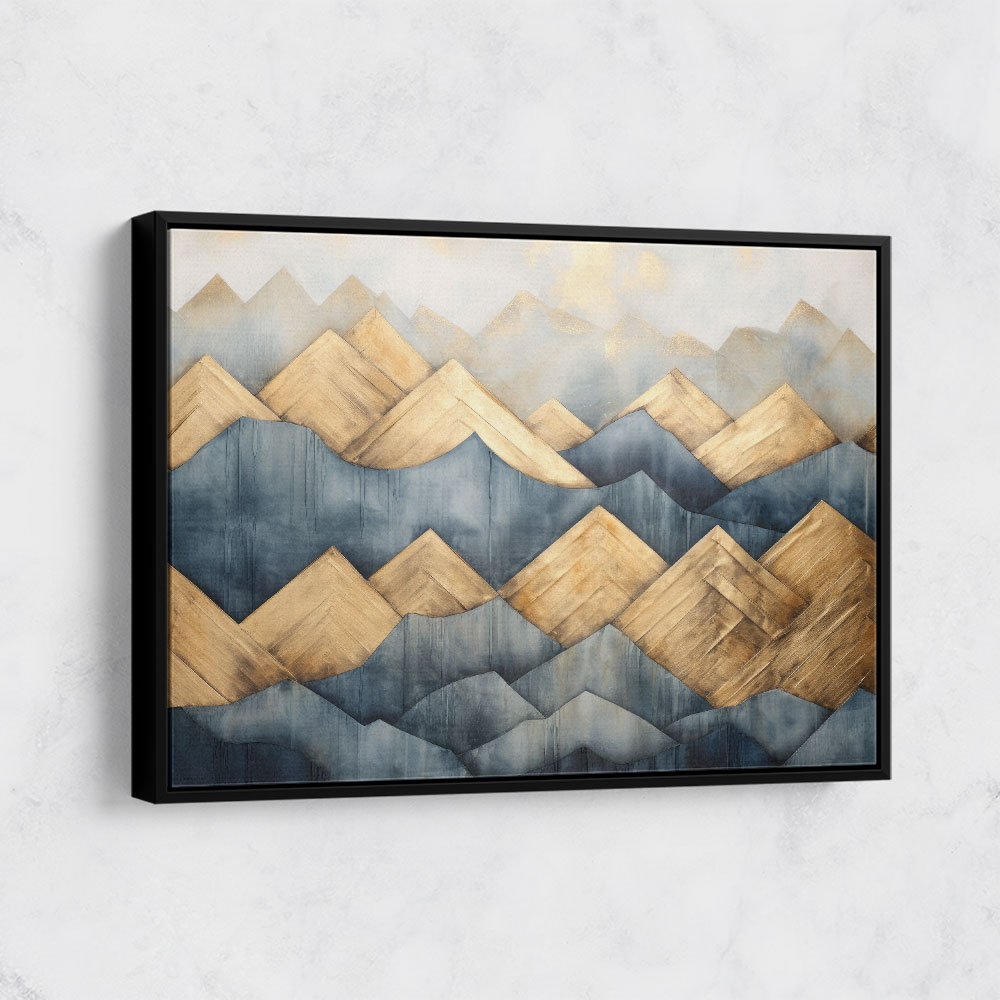 Gold & Blue Peaks Abstract Wall Art