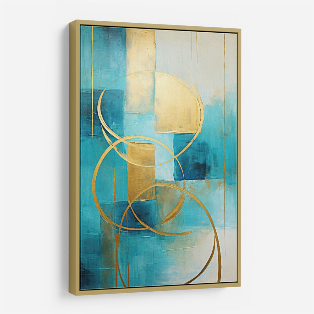 Teal & Gold Circles 1 Abstract Wall Art