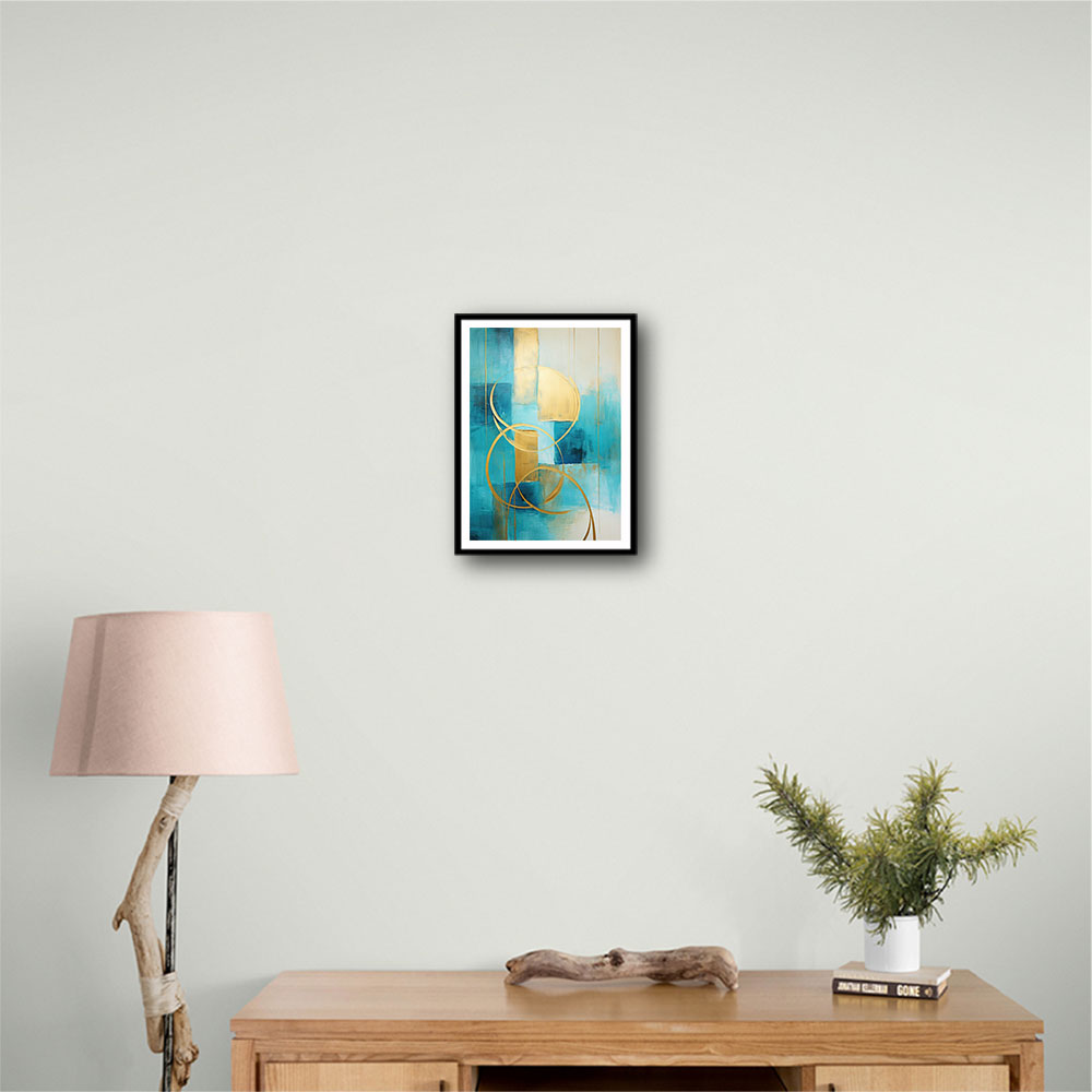 Teal & Gold Circles 1 Abstract Wall Art