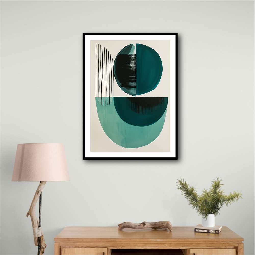 Midcentury Teal Geometric Shapes 1