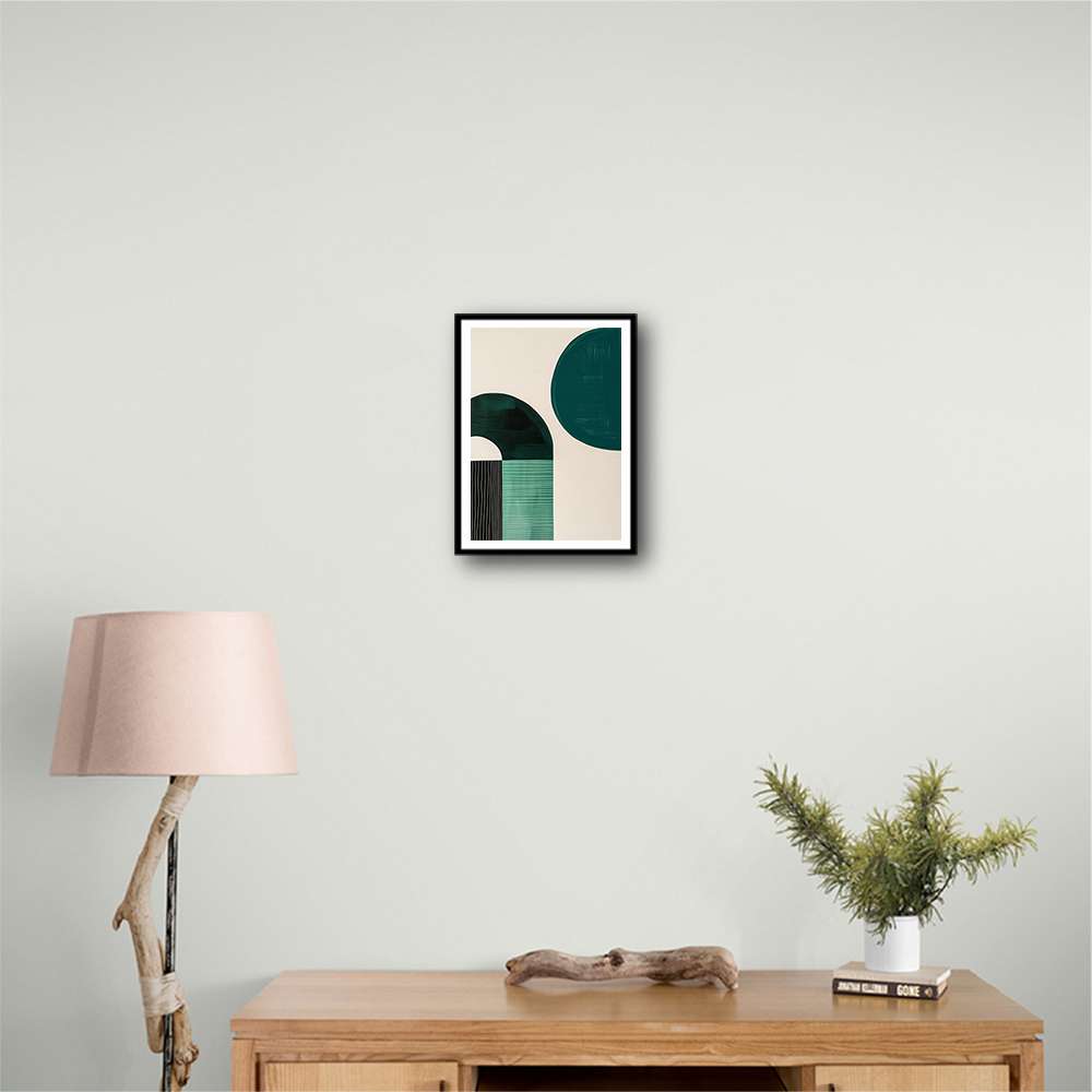 Midcentury Teal Geometric Shapes 10