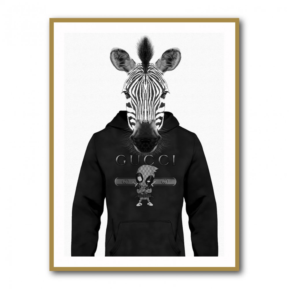 Zebra in a Hoodie Black & White