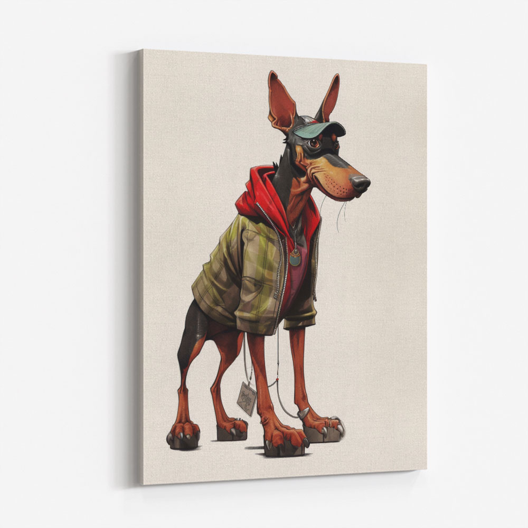 Doberman Cartoon Wall Art