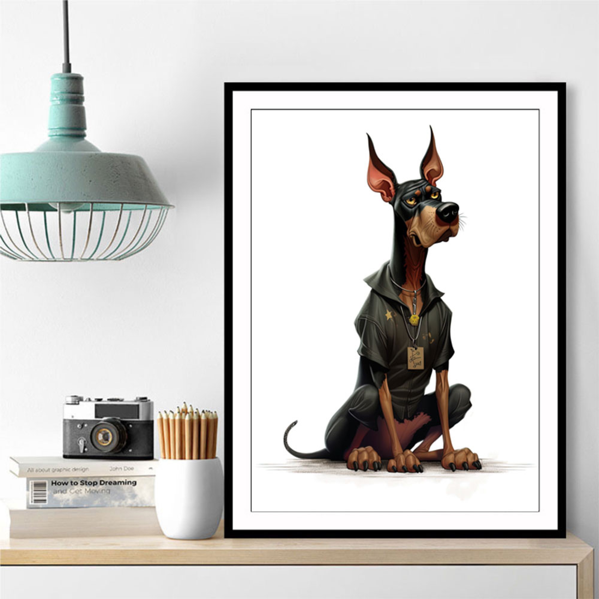 Doberman Cartoon 2 Wall Art