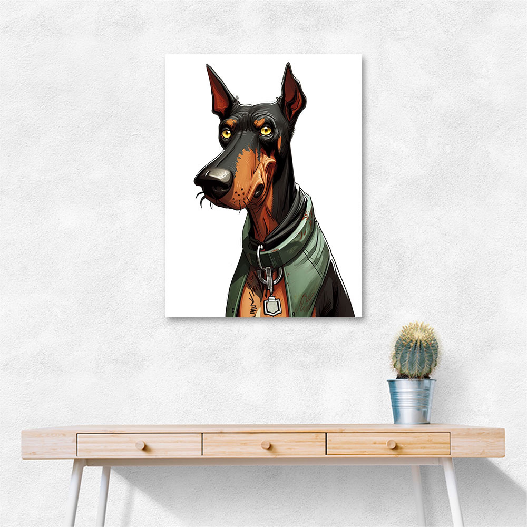 Doberman Cartoon 3 Wall Art