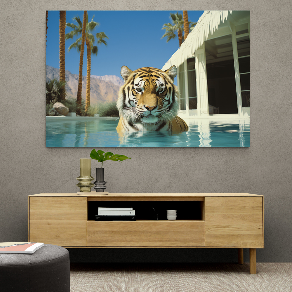 Swimming Tiger Wall Art