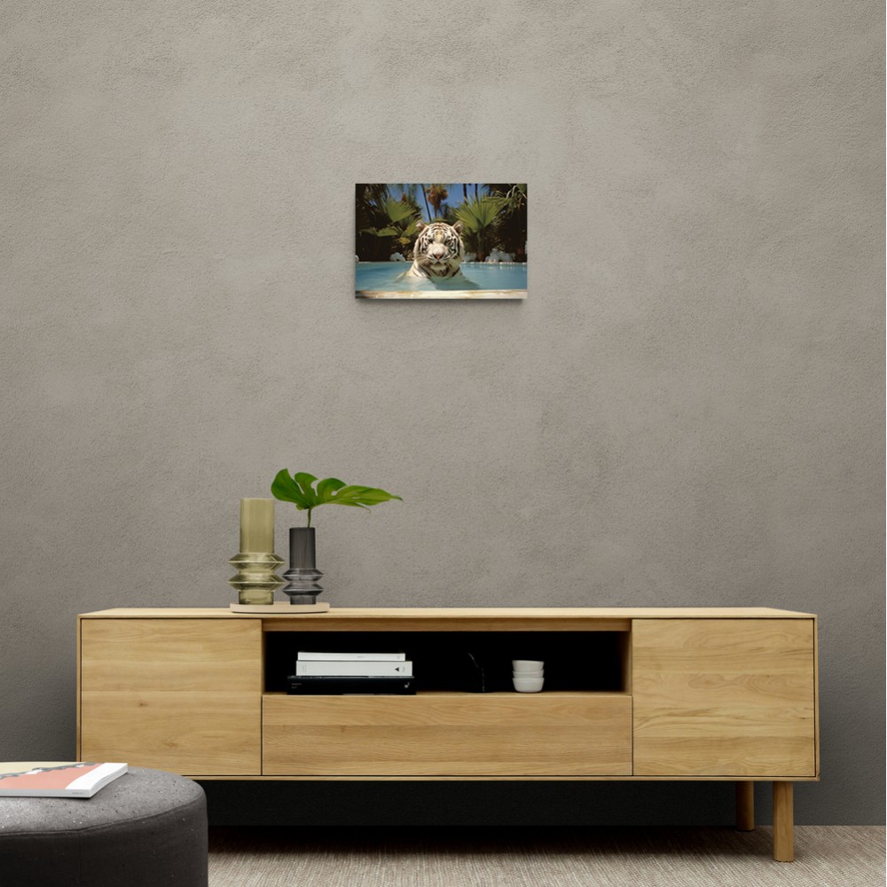 White Tiger Swimming Wall Art