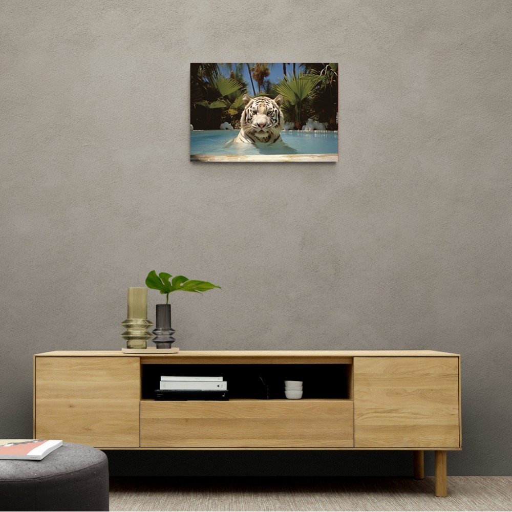 White Tiger Swimming Wall Art