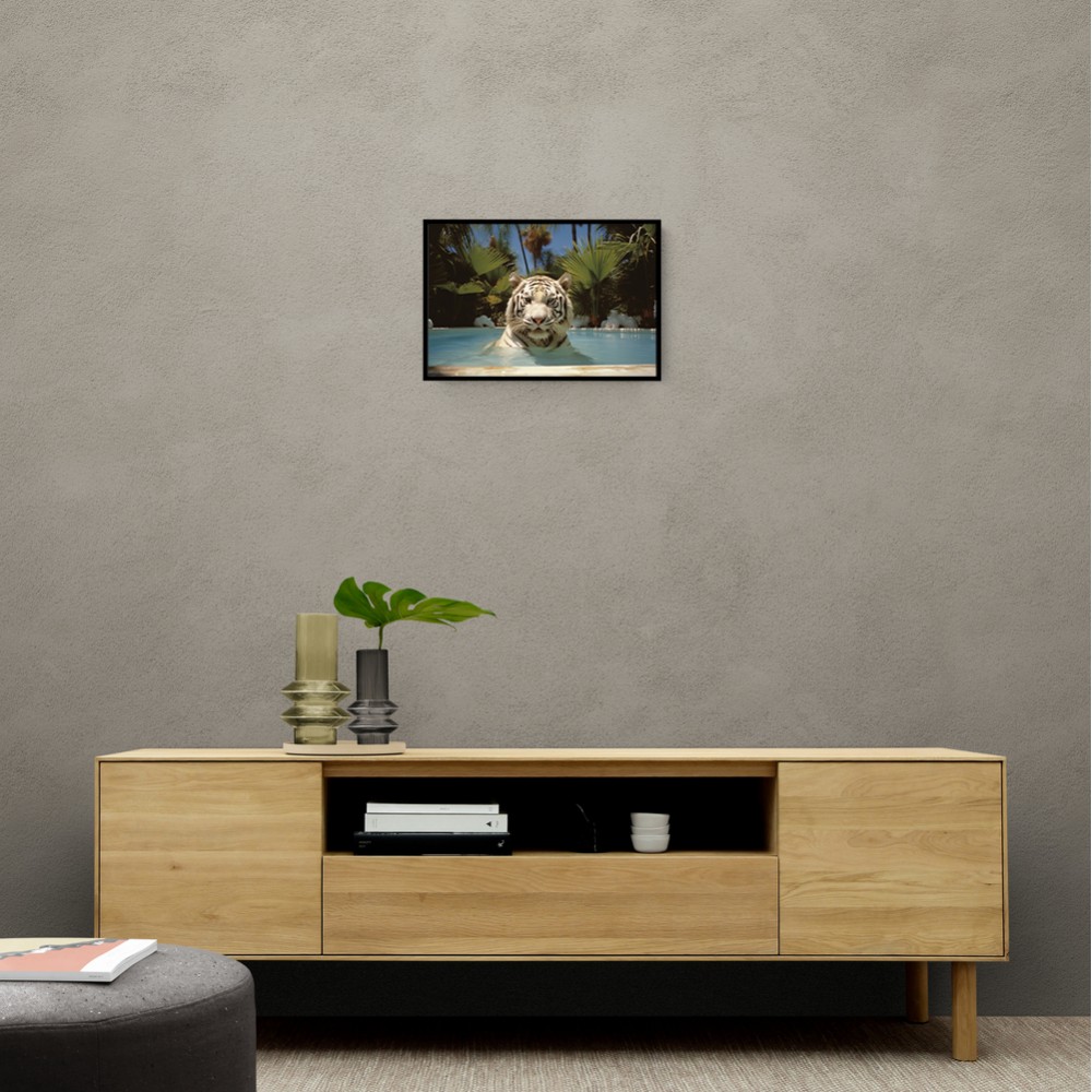 White Tiger Swimming Wall Art