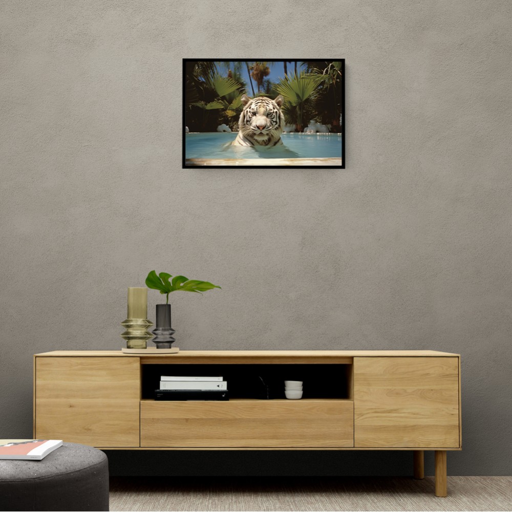 White Tiger Swimming Wall Art