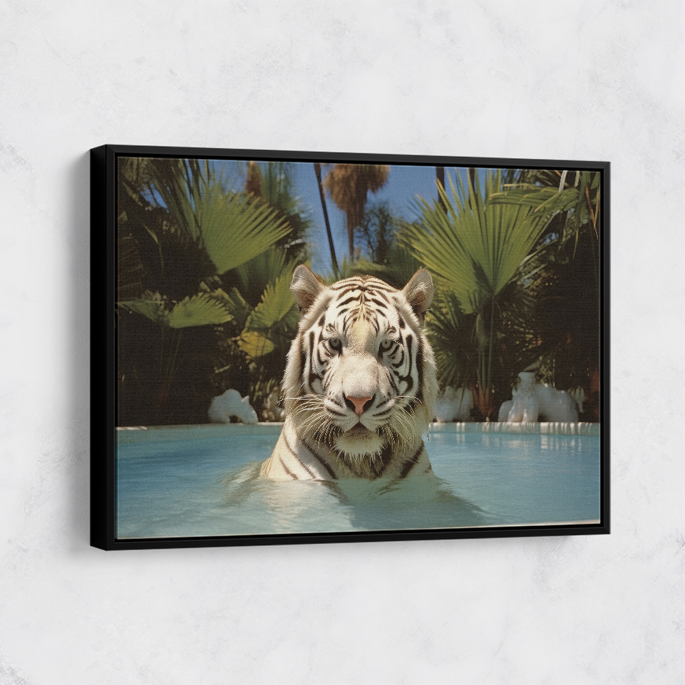 White Tiger Swimming Wall Art