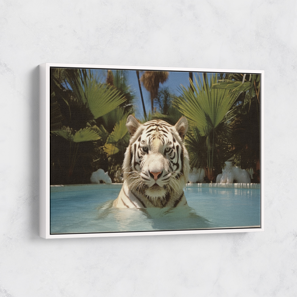 White Tiger Swimming Wall Art